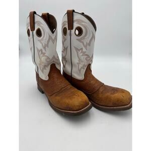 Double-H Western Cowboy Boots Men’s 12D Brown Leather White Shaft Made in Mexico
